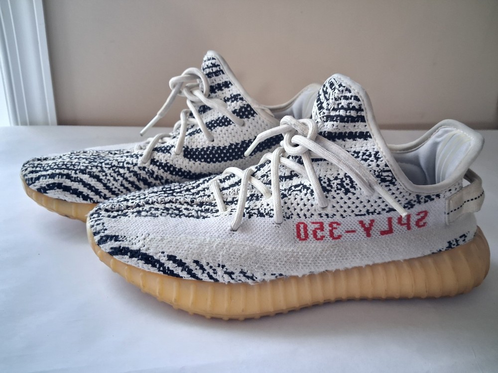ADIDAS YEEZY BOOST 350 BOOST V2 ZEBRA SNEAKERS BLACK WHITE MENS SHOES 10.5