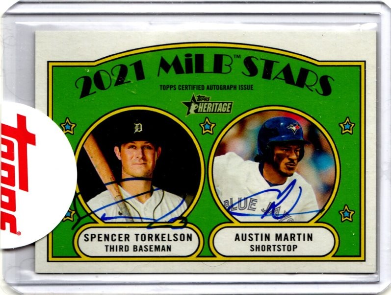 2021 Topps Heritage Minors Austin Martin & Spencer Torkelson Dual Auto /20