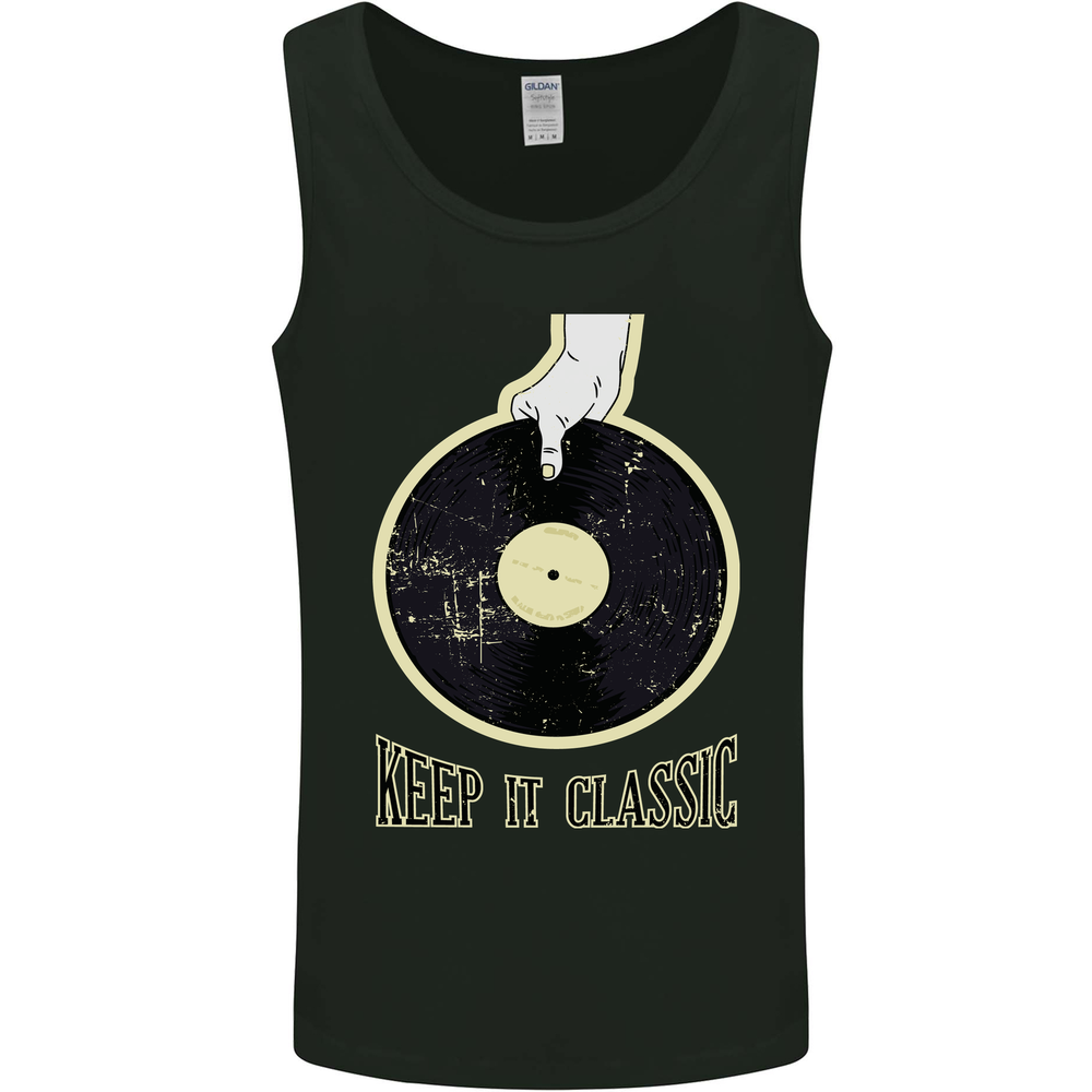 Vinyl Records Keep it Classic DJ Decks Mens Vest Tank Top