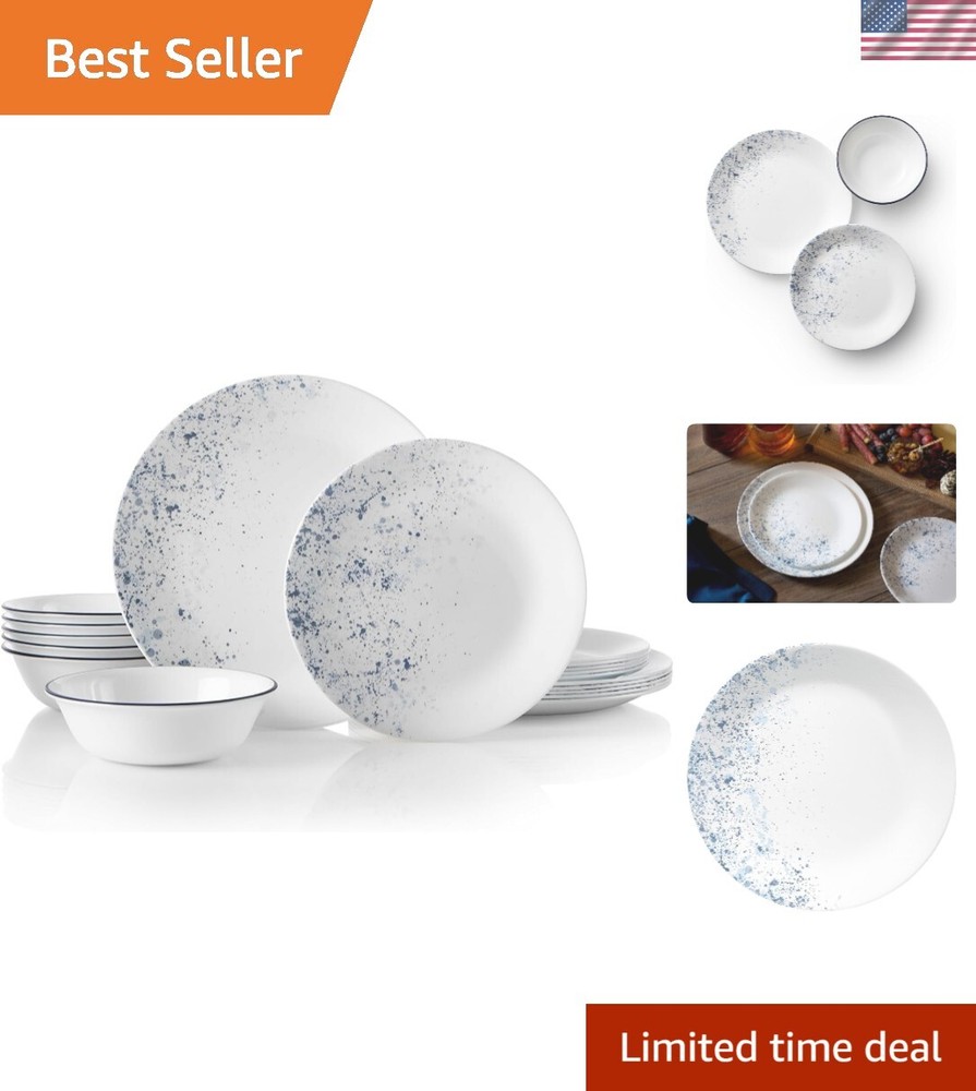 Vitrelle 18-Piece Service for 6 Dinnerware Set, Triple Layer Glass and Chip R...