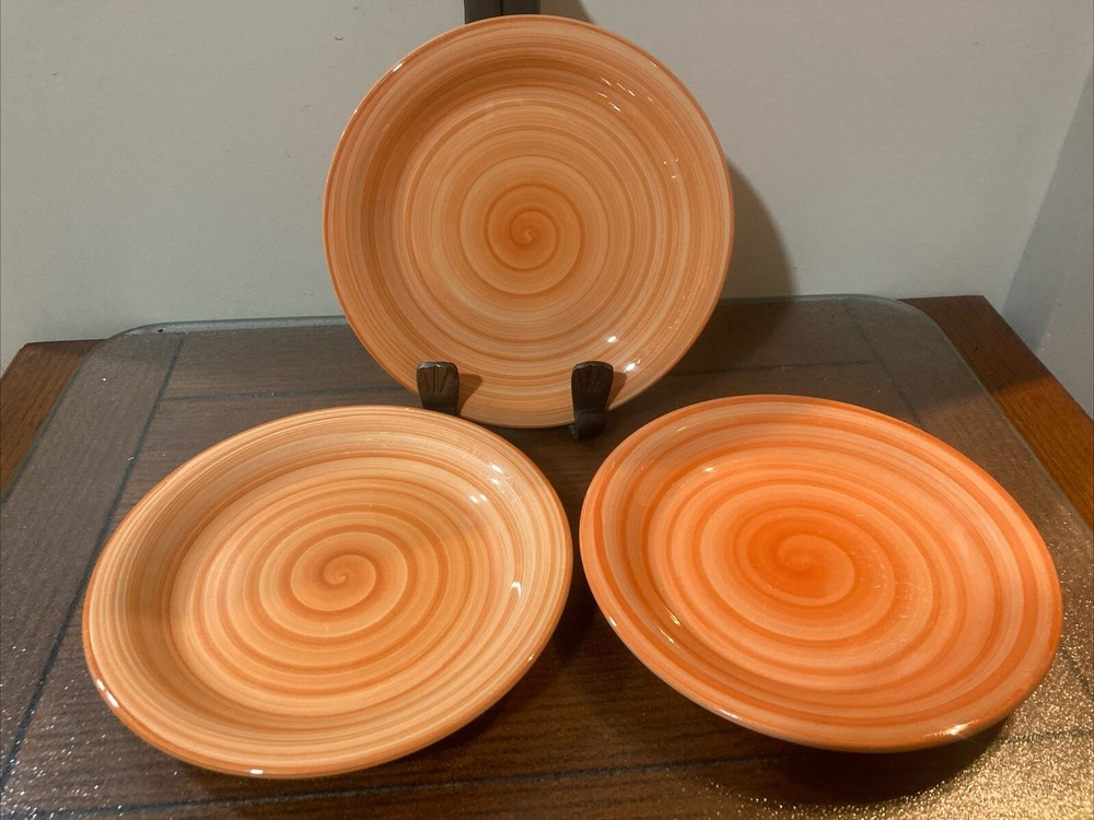 CITRUS GROVE Salmon Peach Swirl - Set of 3 SALAD PLATES