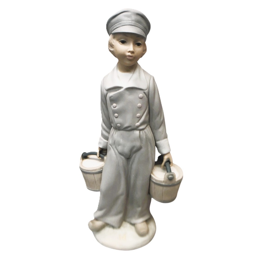 Lladro Retired Dutch Boy Carrying Pails of Milk Figurine
