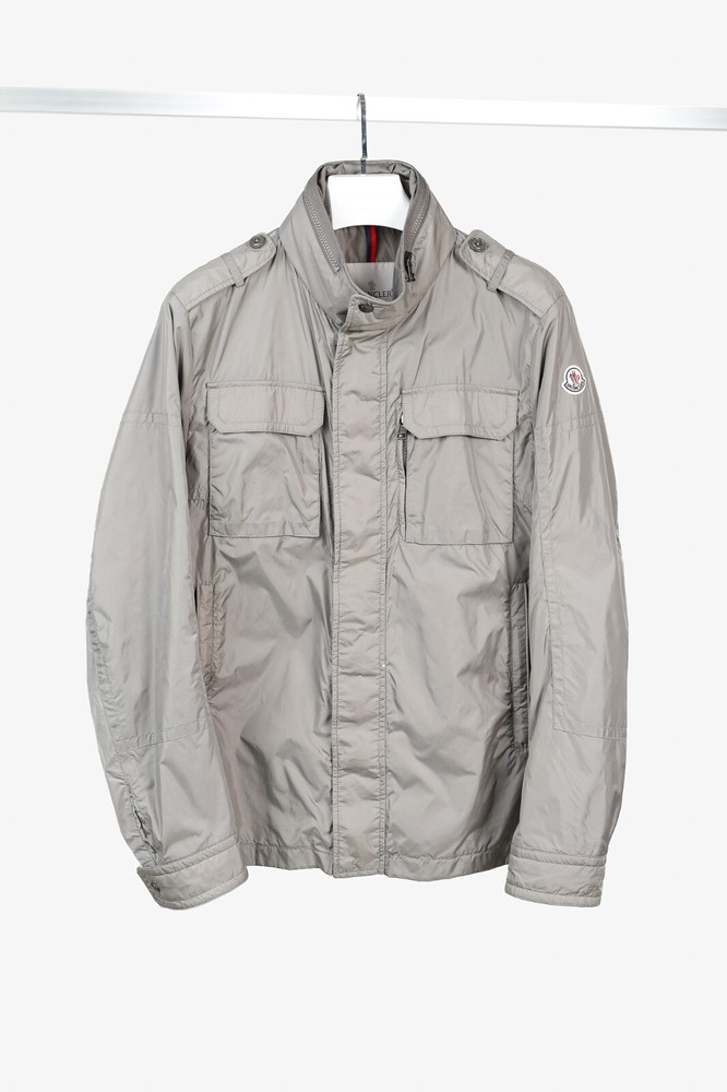 Moncler Jonathan Giubbotto Hidden Hood Grey Nylon Field Jacket, Size M
