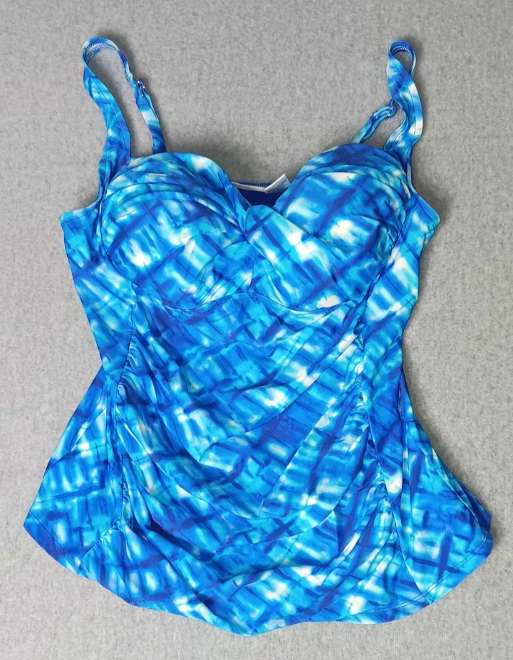 Soft Surroundings Tankini Top Womens Size XL Ocean Blue Padded Tummy Control
