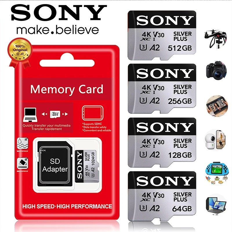 SONY 1TB 512GB 256GB 128GB Micro TF SD Card High Speed Class Flash Memory