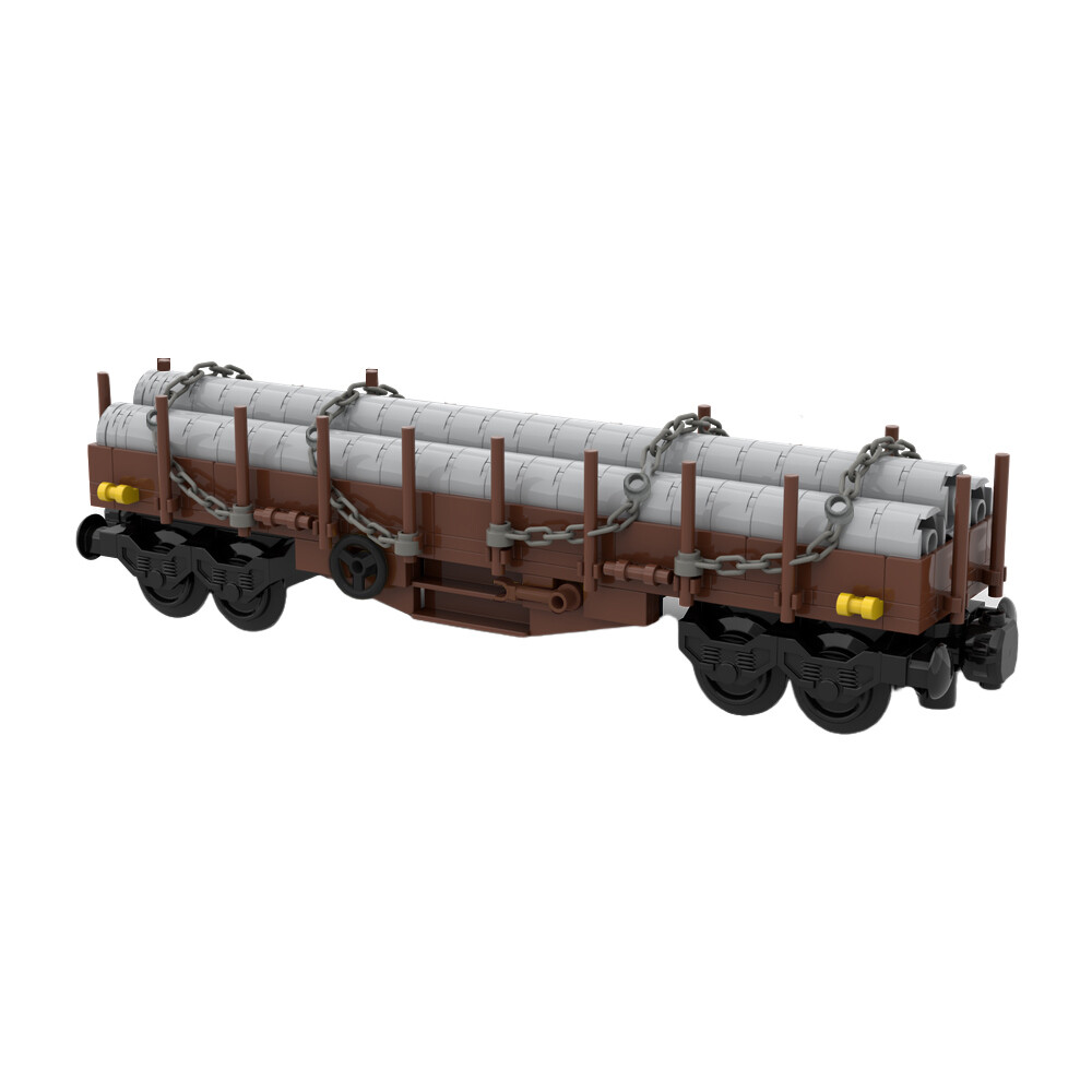 MOC Germany Lumber Loading Wagon Building Blocks Railway Transport Series Model