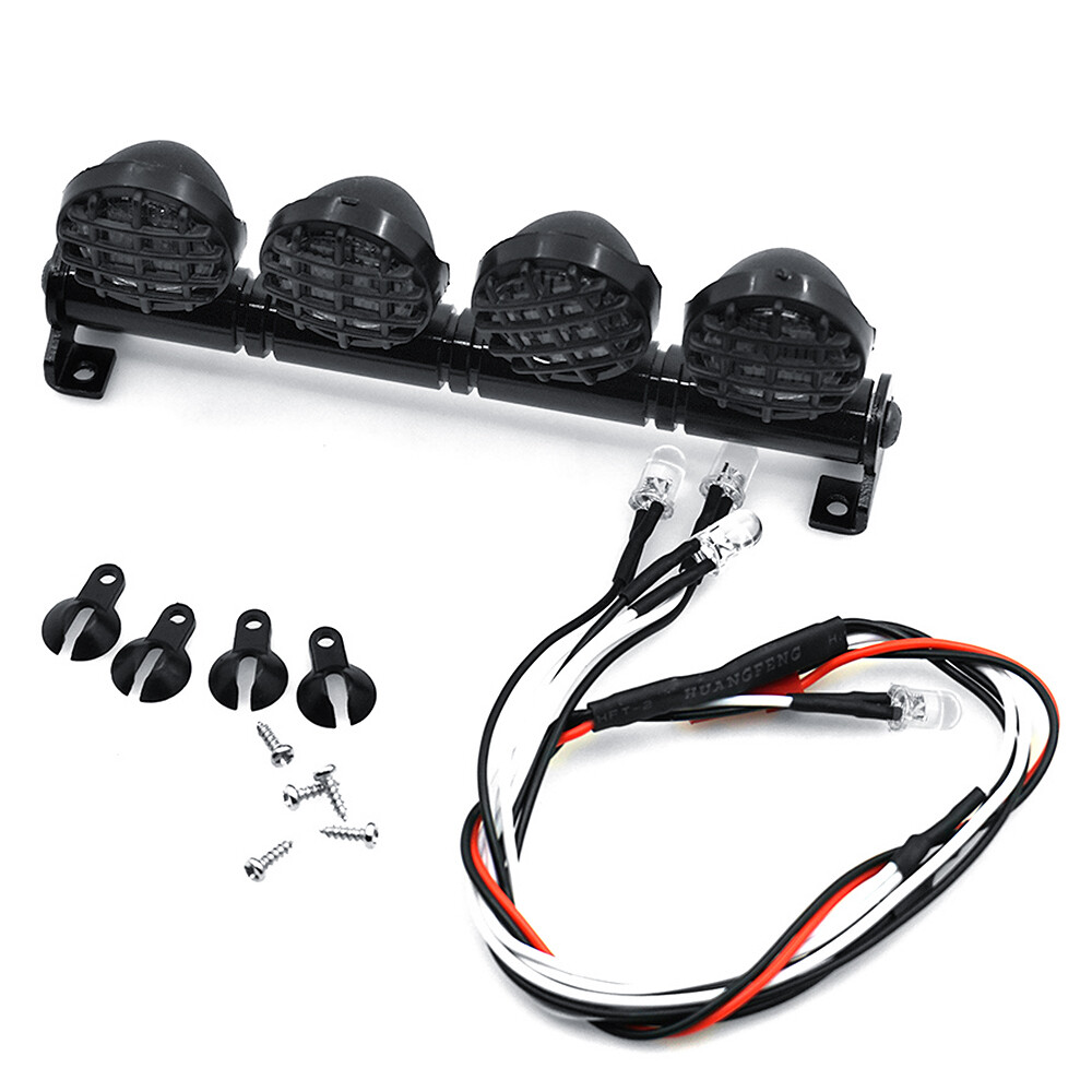 FLYXM Lights Roof Light Bar 4 LED for 1/10 RC Rock TRX-4 SCX10 D90 90046 Crawler