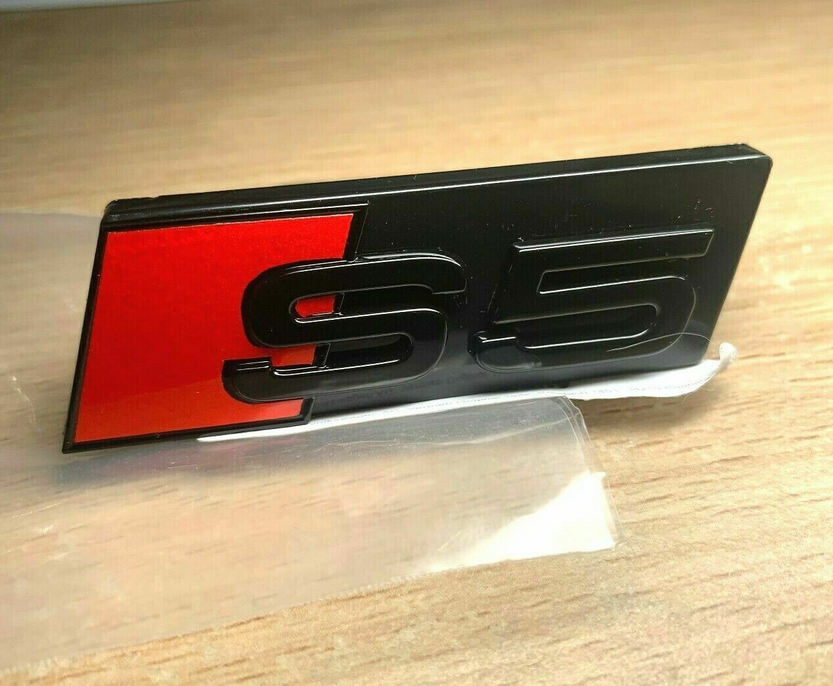 For Audi S5 A5 Hood Mesh Grille Badge Emblem Front Bonnet Decal Logo Gloss Black
