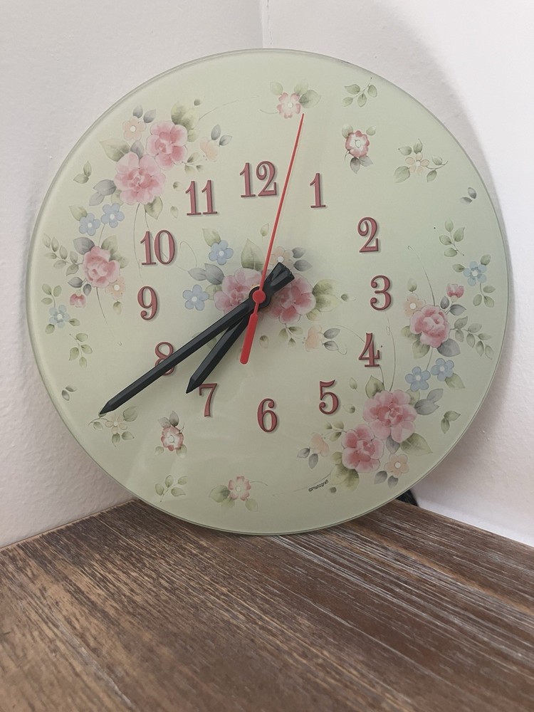 Pfaltzgraff Tea Rose Floral Wall Clock with Vintage Charm