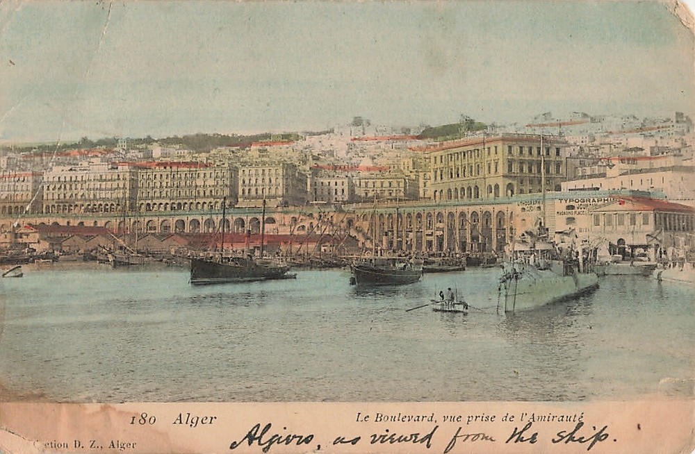 Algiers Boulevard Admiralty Harbor View Ships France Algeria Turn Of Century