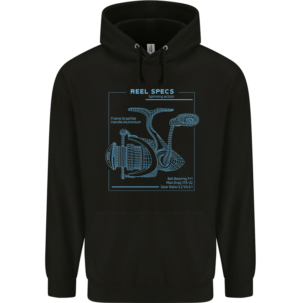 Reel Specs Fishing Fisherman Mens 80% Cotton Hoodie