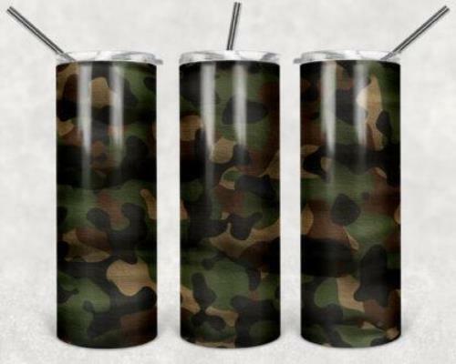 20oz Camo Skinny Tumbler with Straw - Stainless Steel Custom Drinkware