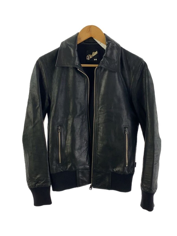 Victim Black Leather Blouson Jacket for Men Style 2246