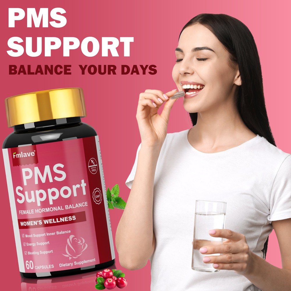 PMS Support Supplement for Women Hormone Balance PMS Relief Complex 60pcs Fmlave