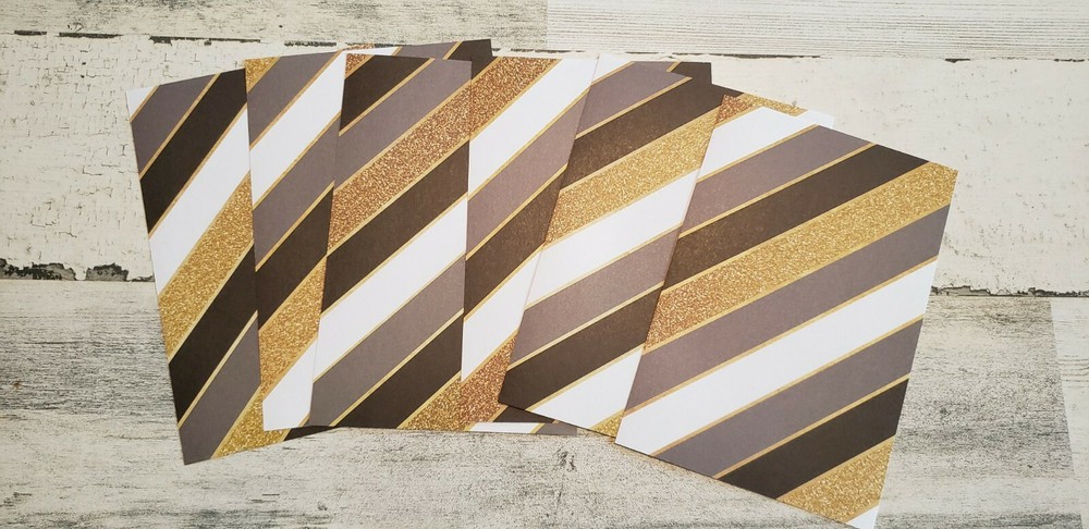 6 pieces of new years stripes Scrapbook Paper 4x6 photo mats #649-image