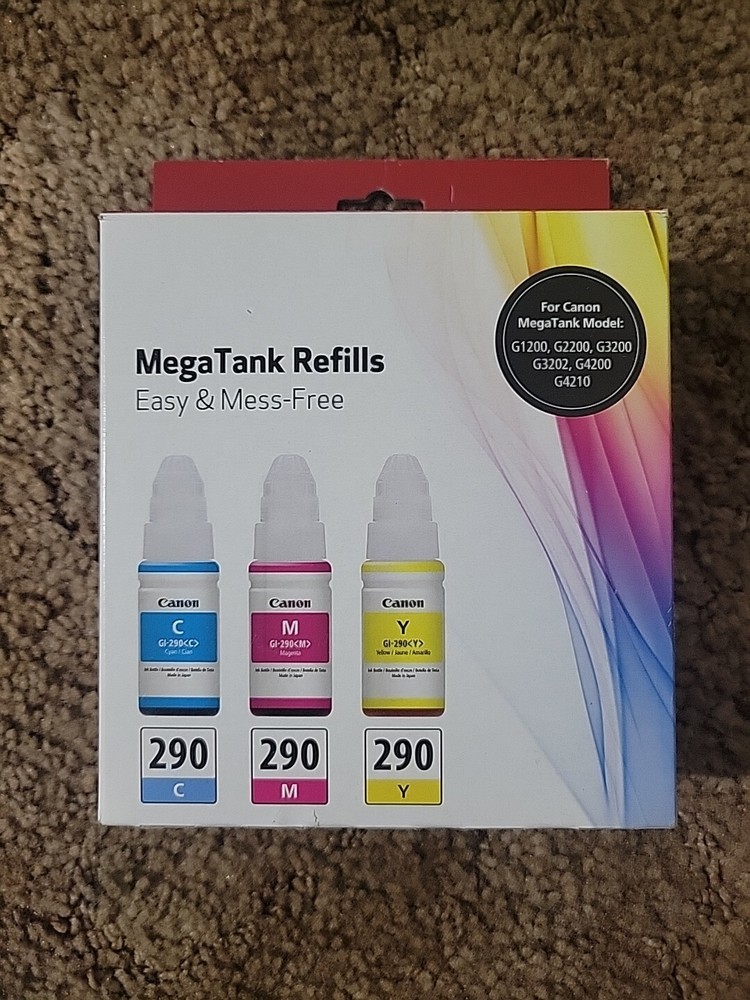 Canon Genuine MegaTank Refills GI-290 Cyan Magenta Yellow Ink Cartridges OEM