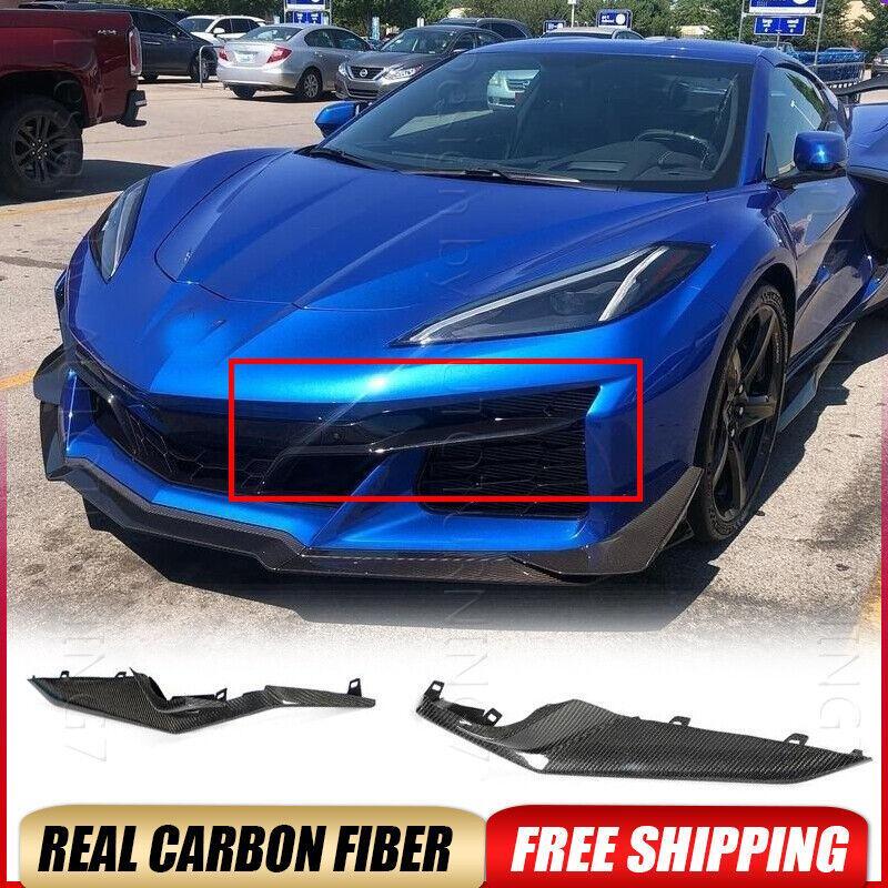 For Chevrolet Corvette C8 Z06 REAL CARBON Front Bumper Splitter Canards Vent Fin
