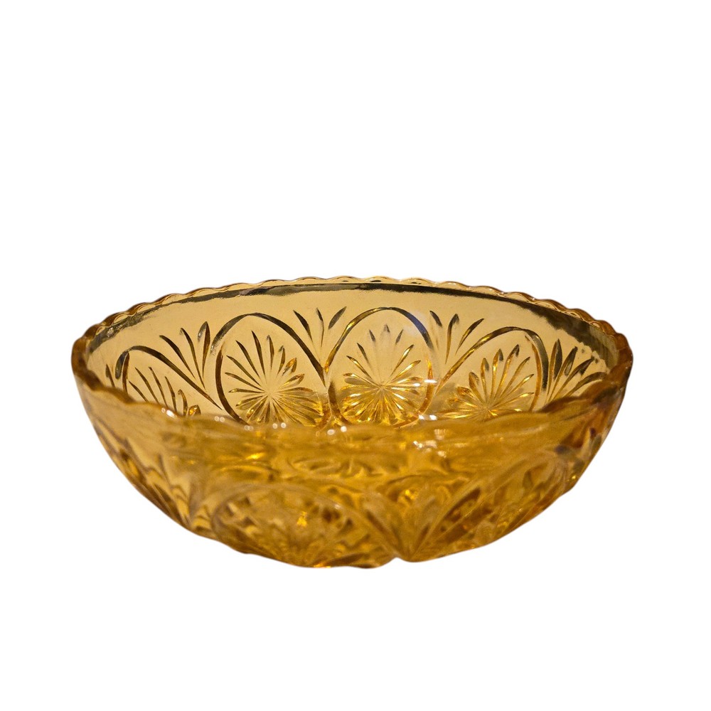 Vintage Anchor Hocking Starburst Scalloped Edge Serving Bowl 1960s Mid-Century