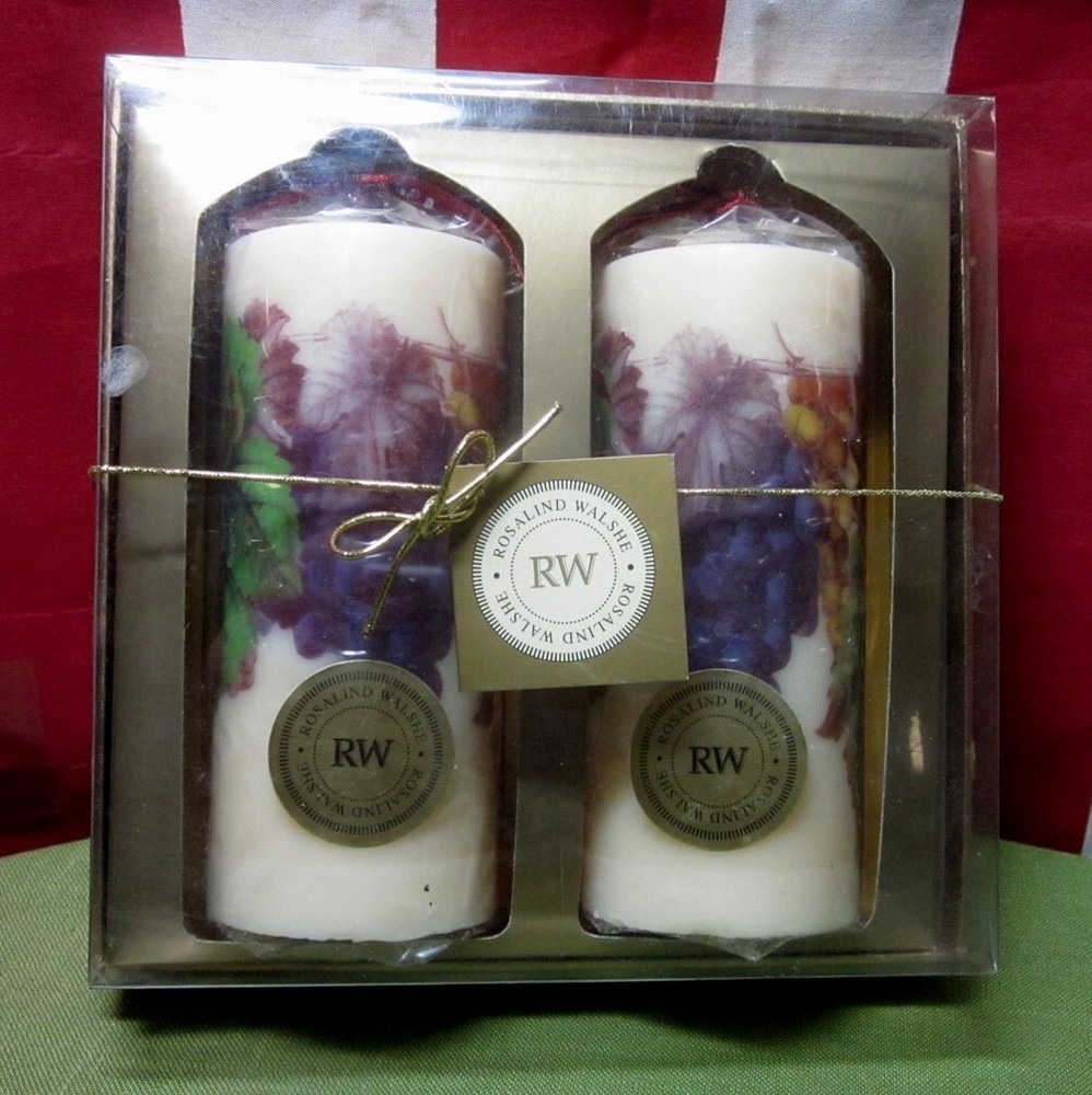 ROSALIND WALSHE Enesco 2003 ivory pillar candles set holiday NWT