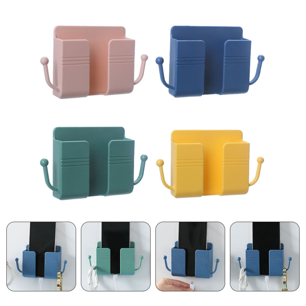 4 Pcs Remote Control Storage Box Wall-mounted Cellphone Organizers Stand