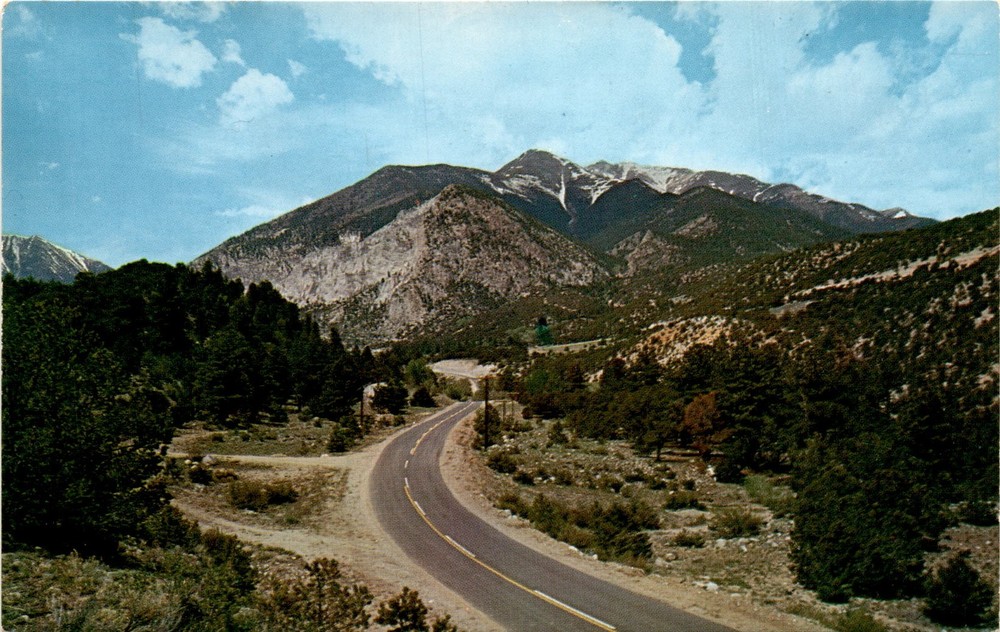 Highway, Chalk Creek Canyon, Mt. Princeton, Noble Post Cards, Colorado Postcard