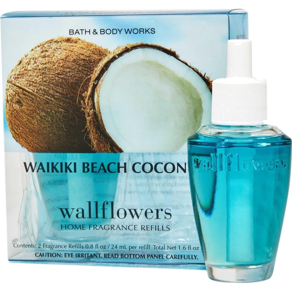 Long-Lasting Waikiki Beach Coconut Wallflower Refills 2-Pack for Home Aromatherapy