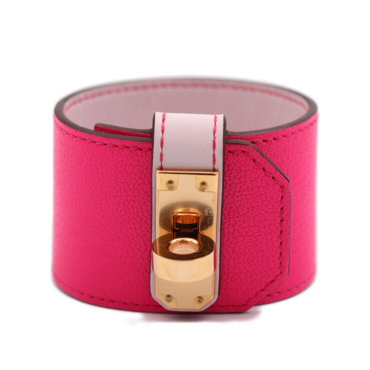 HERMES Kelly Twist GM Bracelet in Swift Veau Rose Pop Pink T2 497084