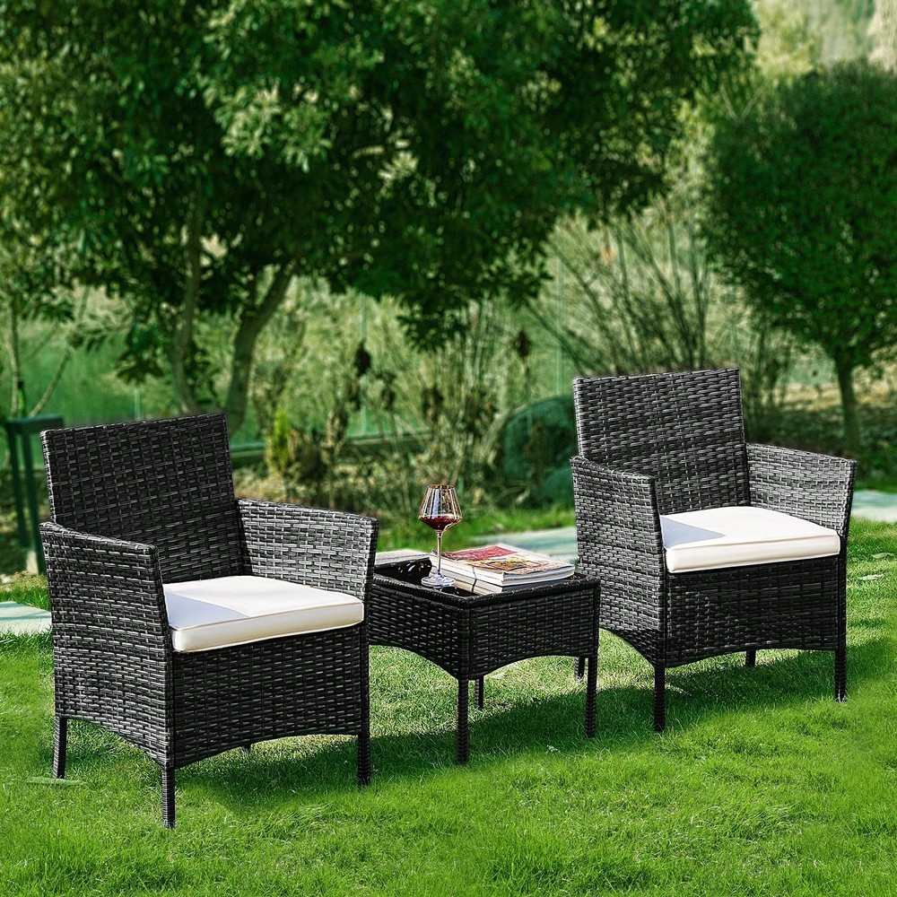 RFG 3-Piece Wicker Patio Set with Sofa and Coffee Table for Garden Terrace