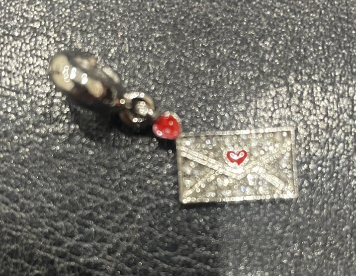 Mothers Day Love Letter Red Crystal Pandora-Style Alloy Charm Free P&P-image