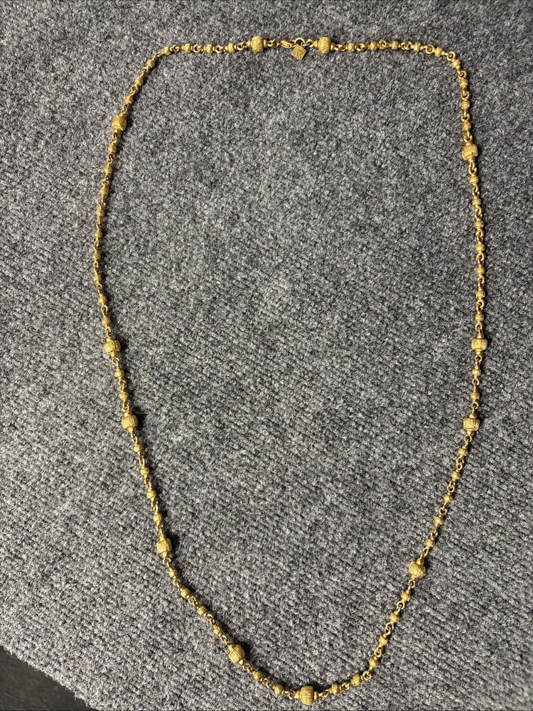 Vintage Anne Klein Gold Tone Link Necklace Lion Head Logo 43”