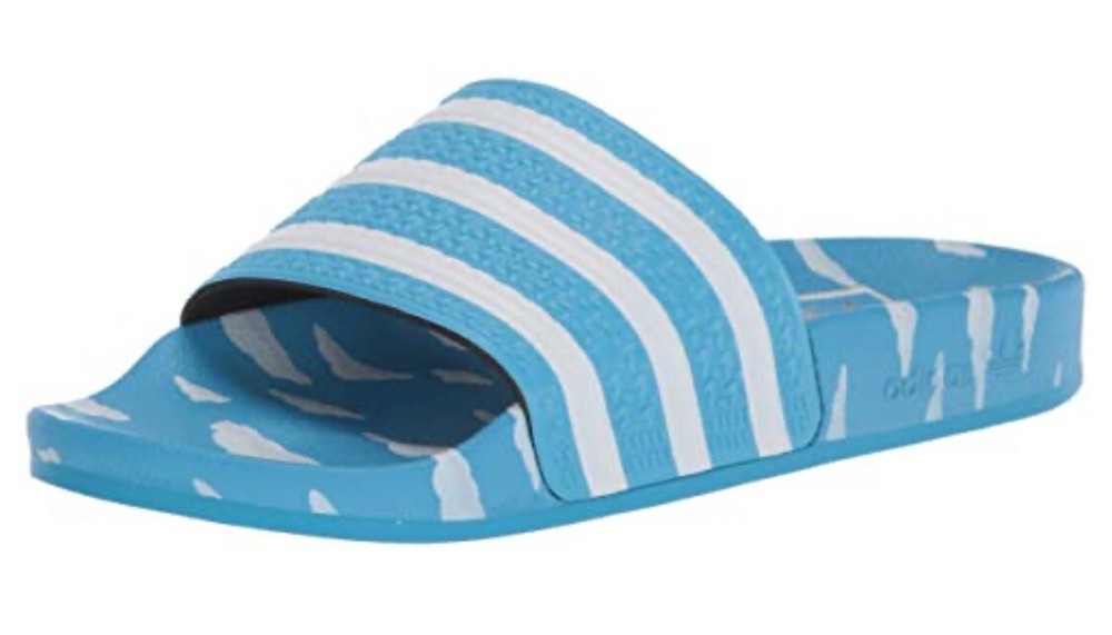 Adidas Originals Adilette Comfort Slides Slipper, Blue/white Size 7