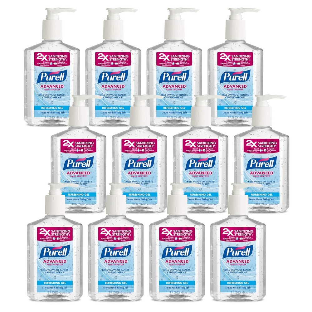 Purell Advanced Hand Sanitizer Refreshing Gel with Vitamin E – 8oz 12 Pack  