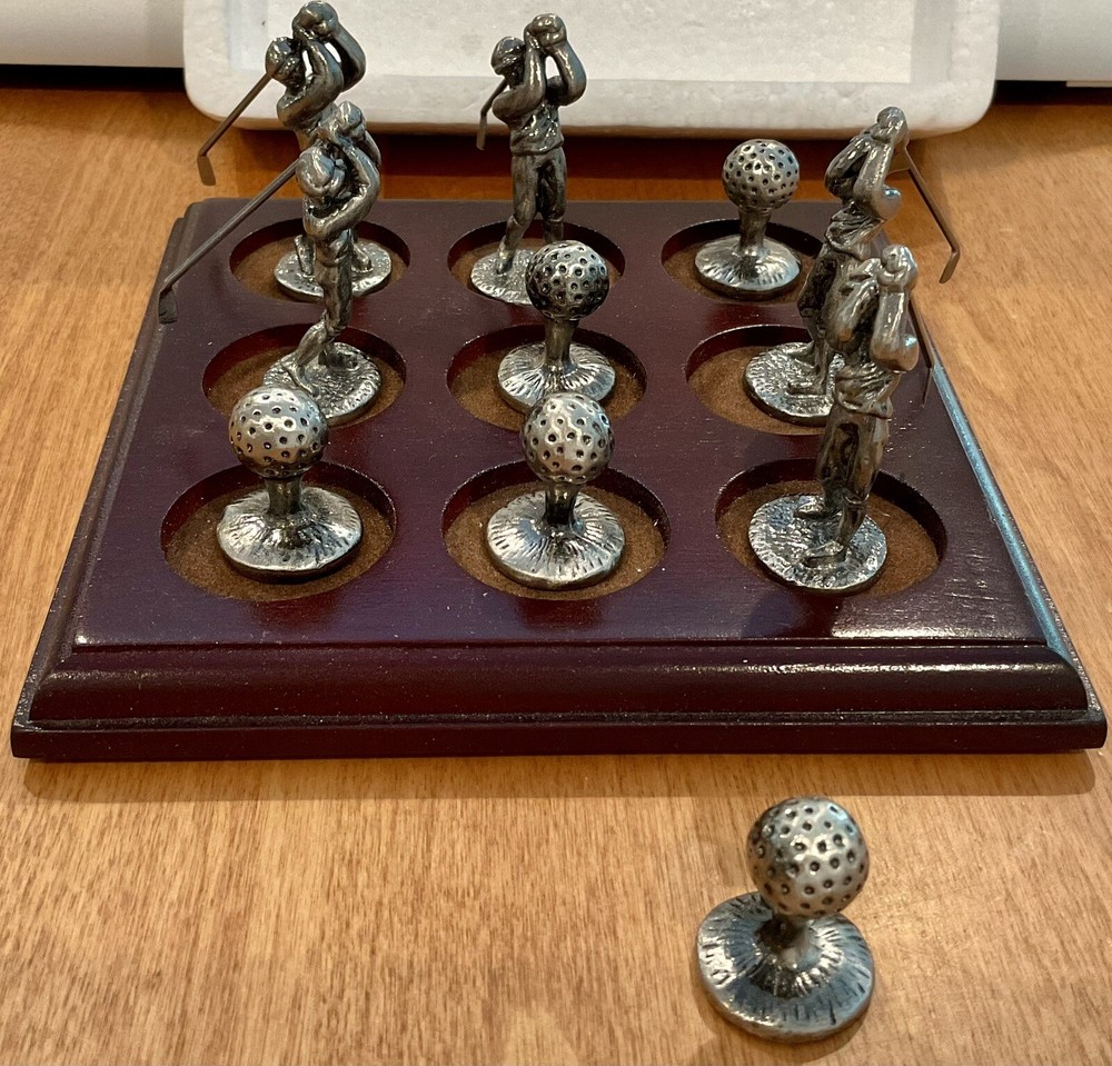 NWOT Mini Golf Tic Tac Toe Game with Pewter Golfers and Wood Base - Perfect Father's Day Gift-image