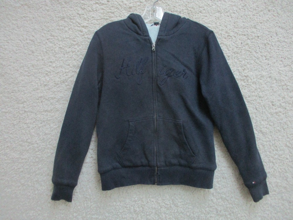 Tommy Hilfiger Sweater Medium Adult Blue Hoodie Full Zip Fleece Lined Womens M