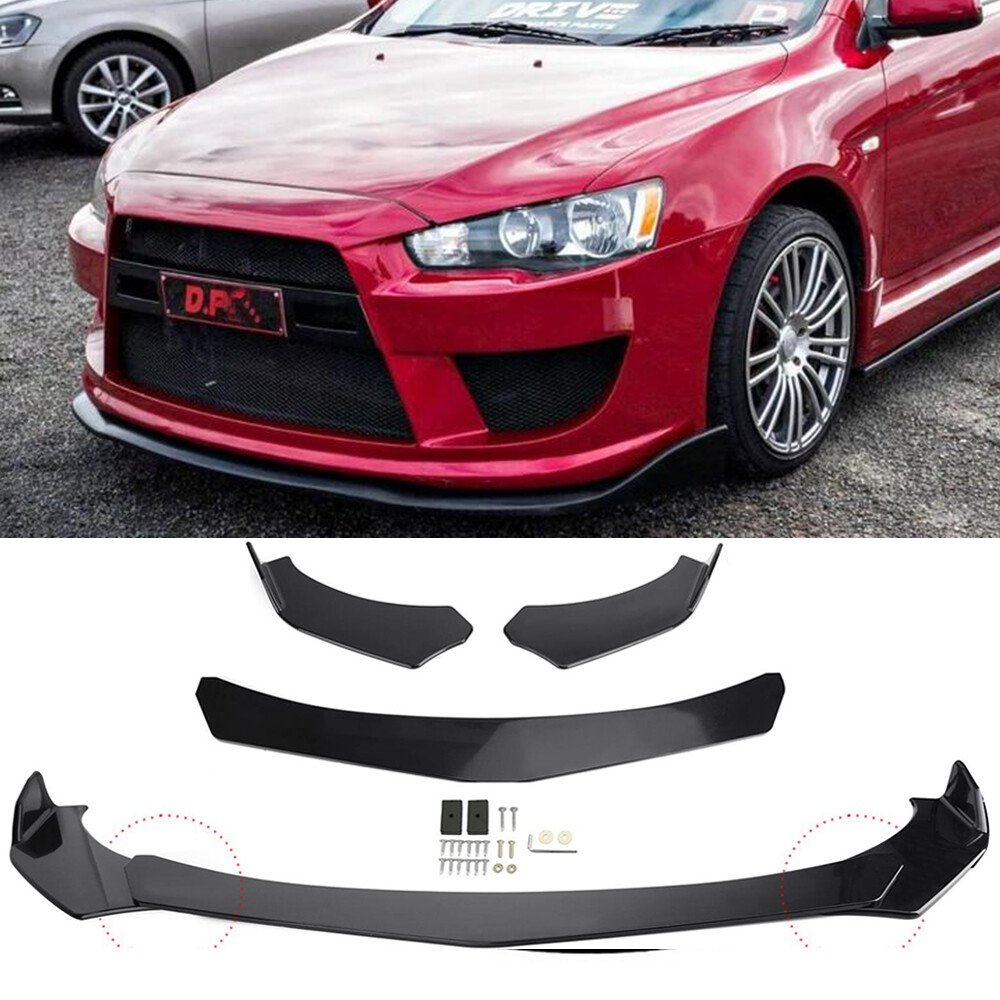 For Mitsubishi Lancer Front Bumper Lip Splitter Spoiler Body Kits Glossy Black