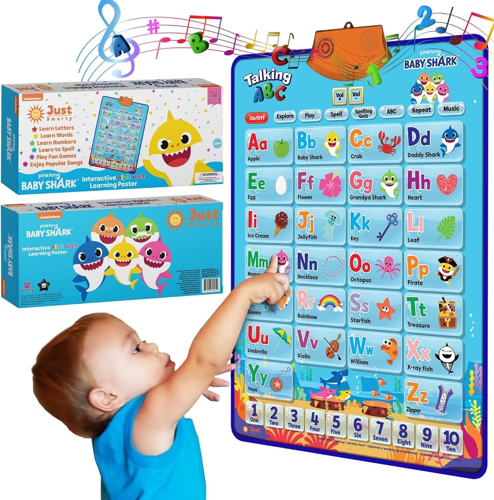 Pinkpong Toddler Learning Set with Musical Notepad and ABC Poster for Early Education
