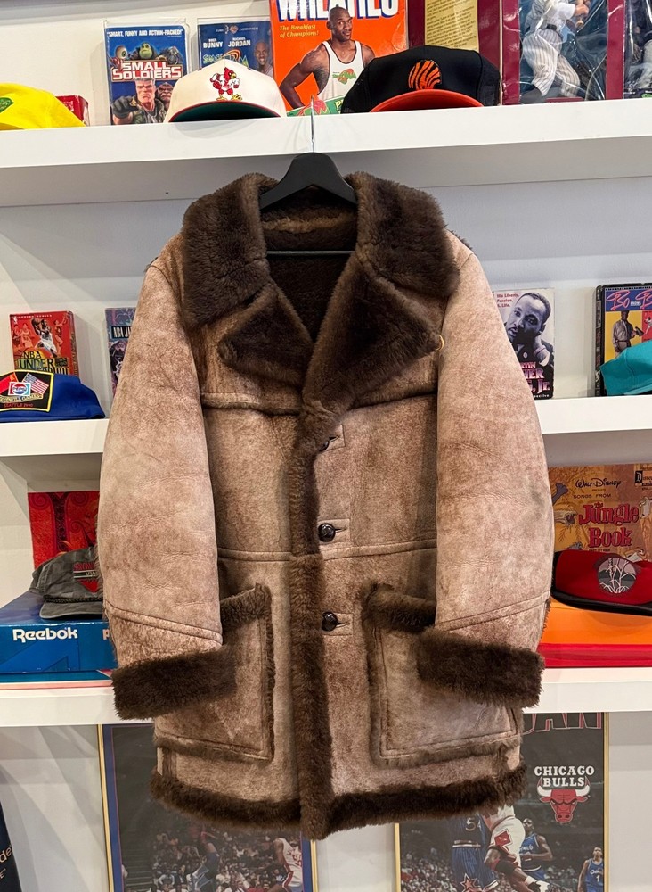 Vintage Stratojac Brown Sheepskin Shearling Coat Sz 40