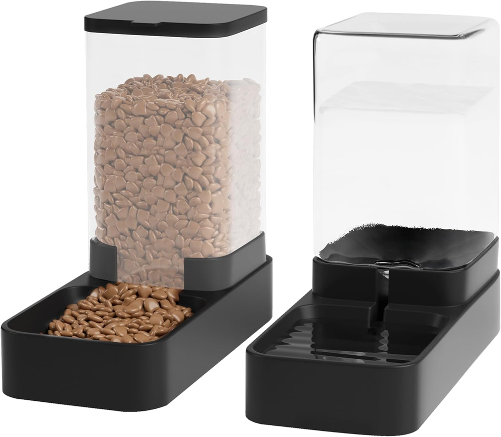 Automatic Cat Feeder and Water Dispenser in Set with Pet Food Bowl,Gravity Dog W
