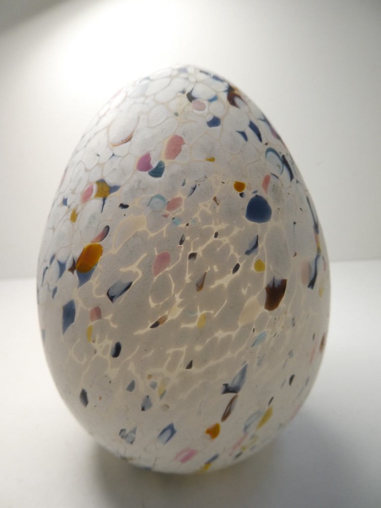 Vintage speckled egg art glass paperweight studio orb