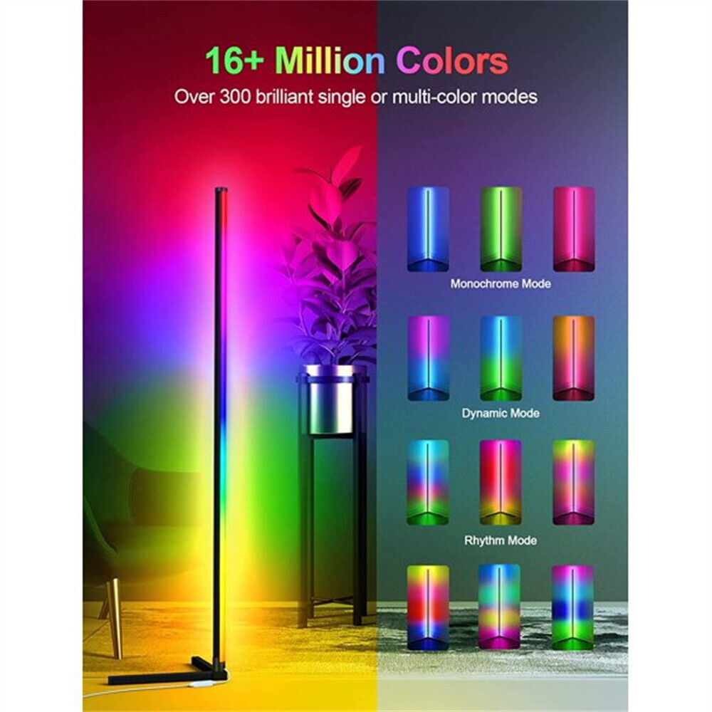 Dimmable RGB LED Corner Floor Lamp with Remote for Living Room