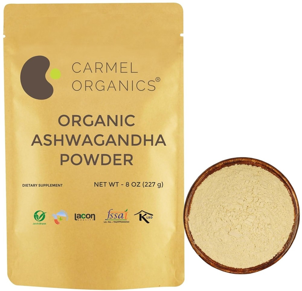 CARMEL ORGANICS Ashwagandha Root Powder - Jaivik Bharat Certified - 227gm