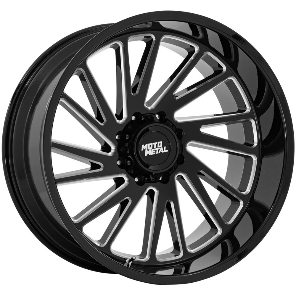 22x10 -18 Moto Metal MO811 Combat 8x6.5 Gloss Black Milled Wheels (Set of 4)