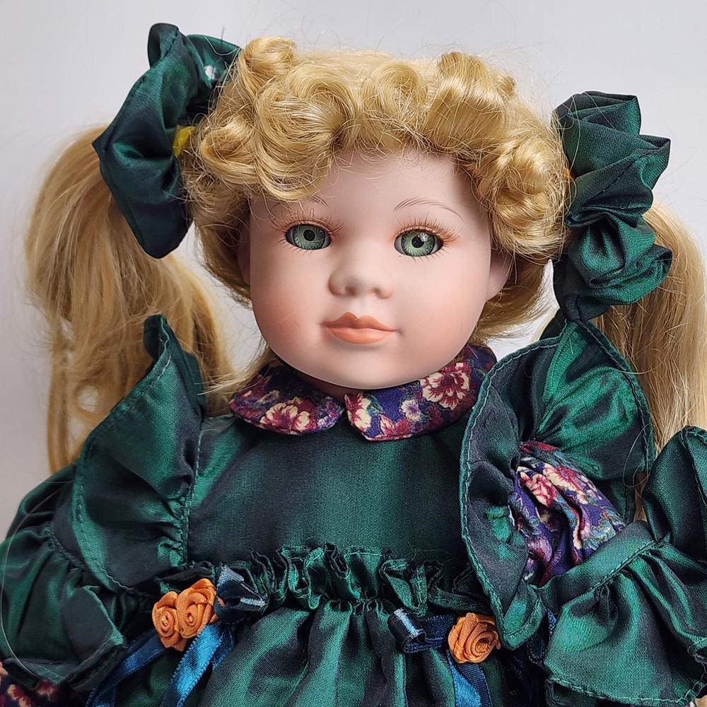 The Connoisseur Collection Seymour Mann Porcelain Doll in Emerald Green Dress