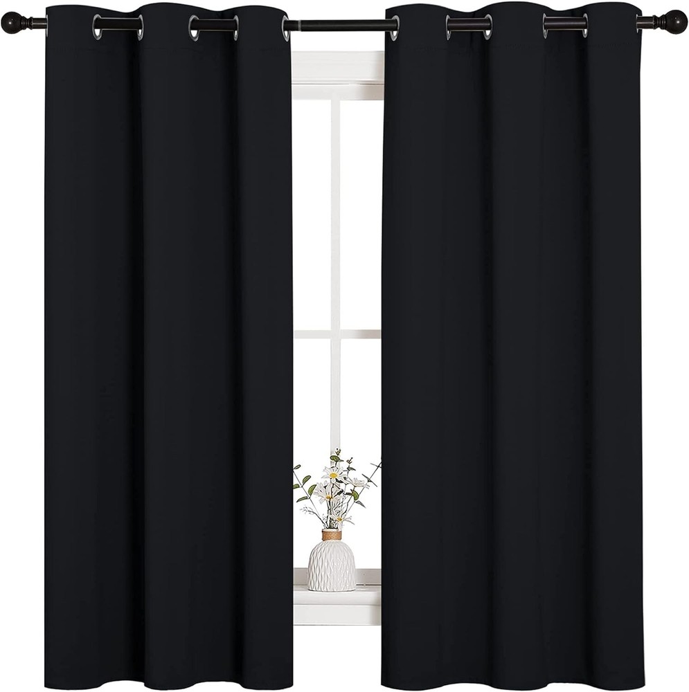 Nicetown 4-Panel Black Thermal Insulated Blackout Curtains 42x63 Inches