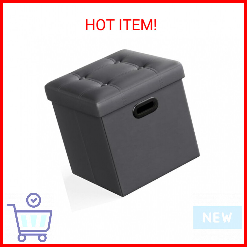 SONGMICS 15-Inch Mazie Storage Ottoman Footstool with Hidden Compartment