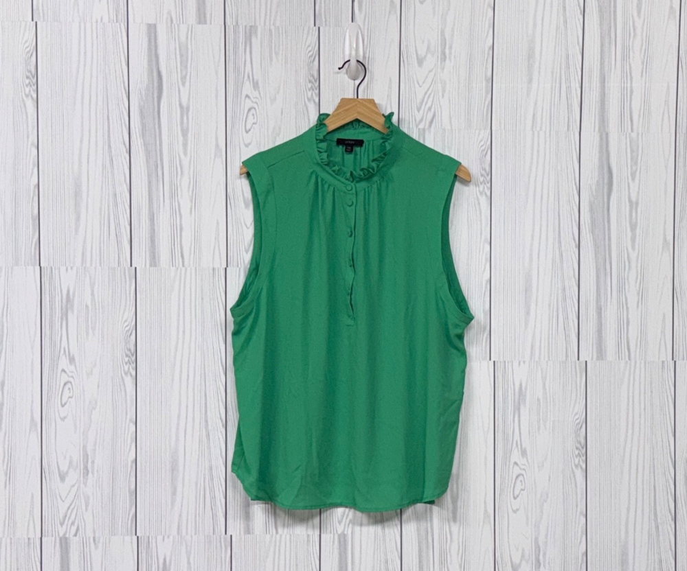 J Crew top womens size XXL sleeveless blouse solid green pullover