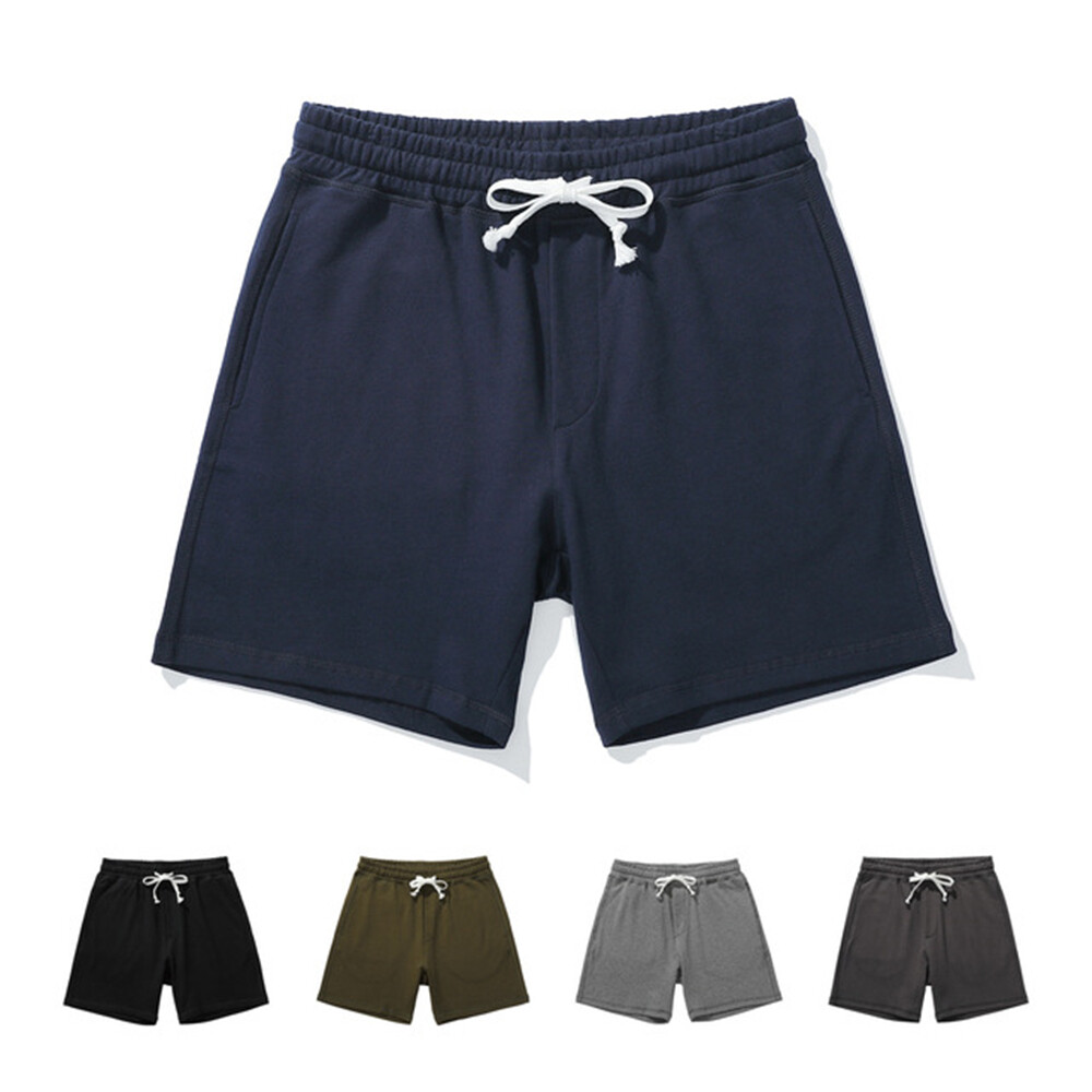 Men 100% Cotton Shorts Sports Soft Cool Dry Casual Workout Baggy Short Pants