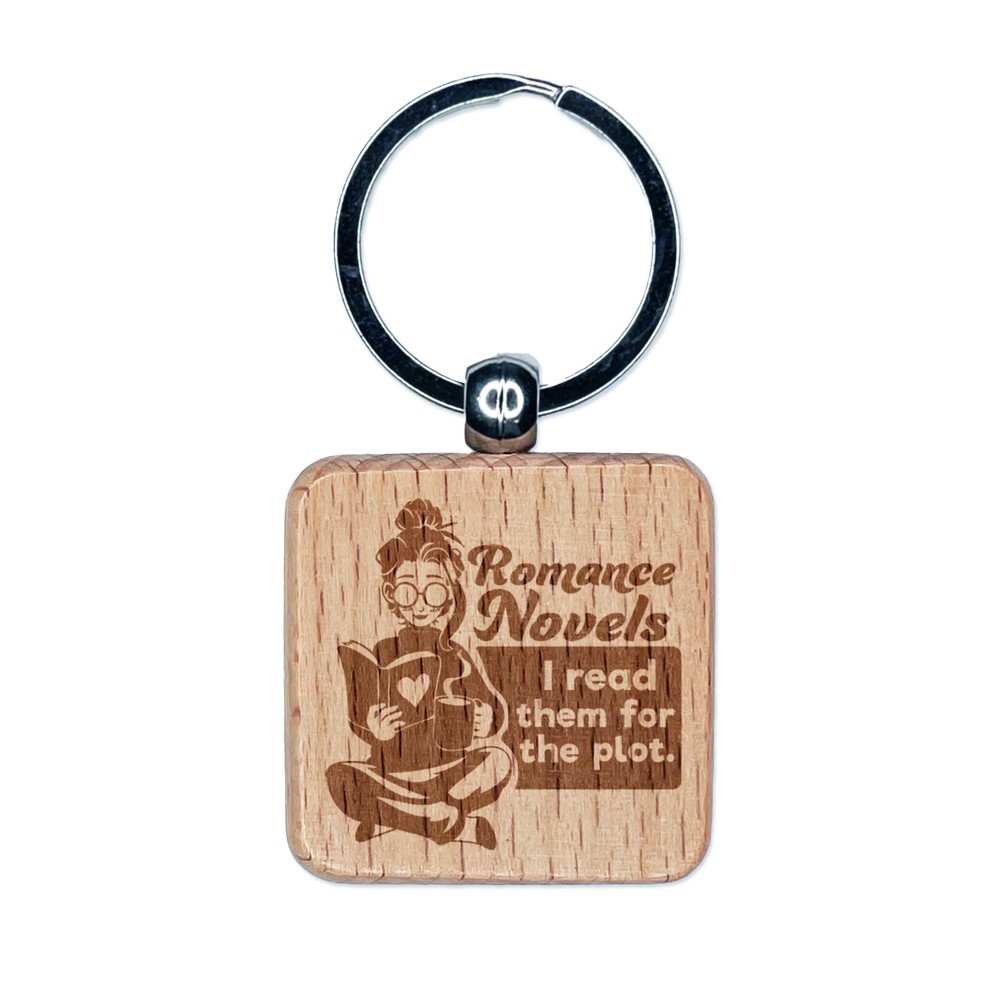 Romance Novel Lover Plot Reader Engraved Wood Keychain Charm  
