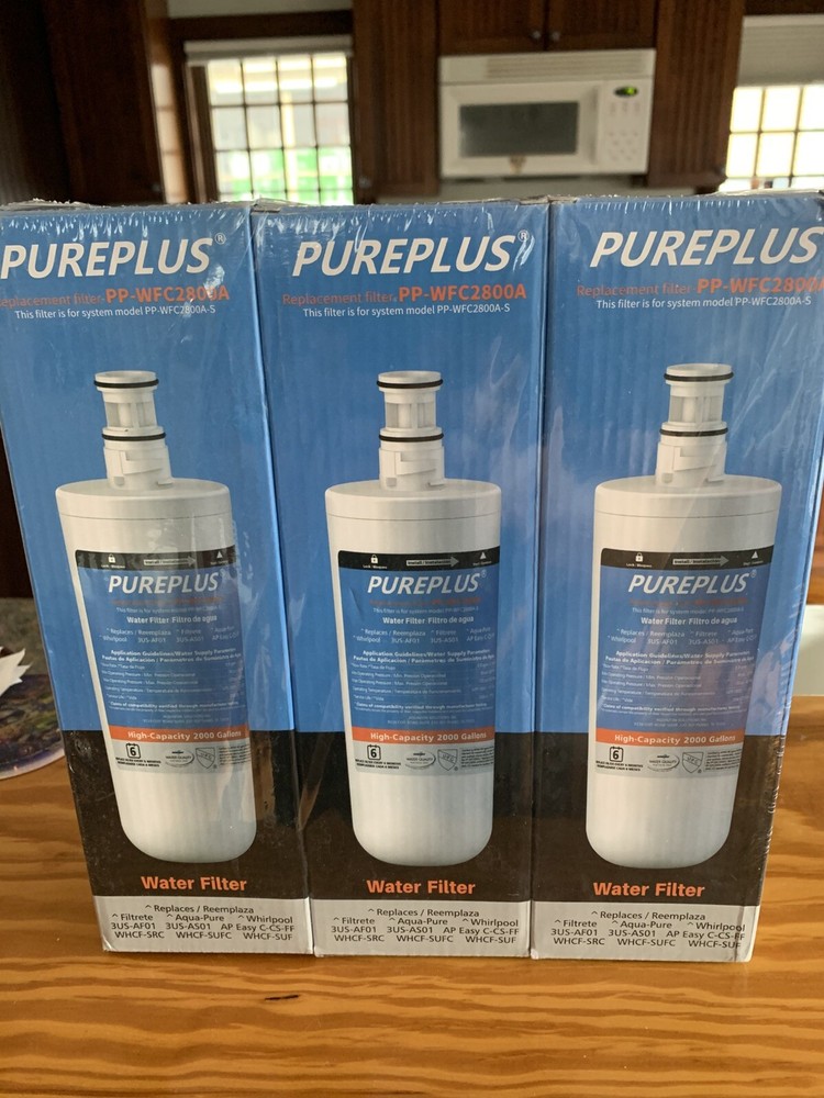 3 PurePlus Fridge Water Filter Under Sink PP-WFC2800A Filtrete Whirlpool Aquapur