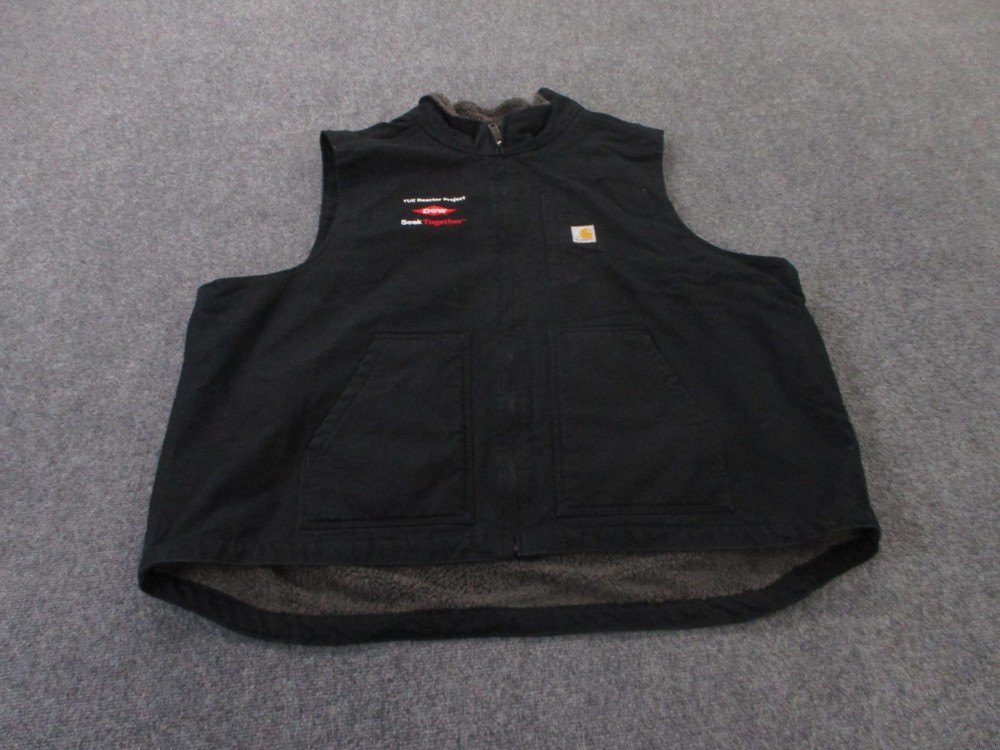 Carhartt Vest Jacket Men 3XL Loose Canvas Sherpa Fleece Lined Workwear Outdoors